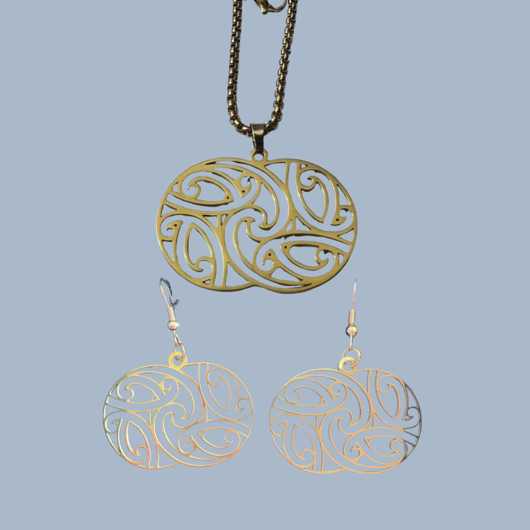 TKP pendant and earrings (double sphere)